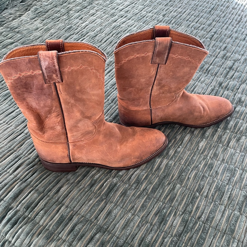 Justin Ropers Style #3508, Men’s 9D, Made in USA! Great Patina and Condition!